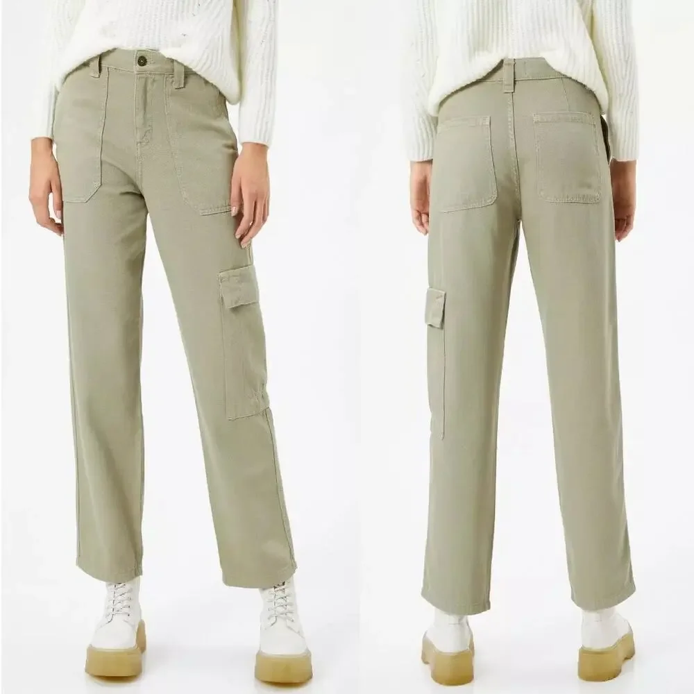 AG Adriano Goldschmied Womens Cargo Pants Khaki Straight Leg Cropped Size 30